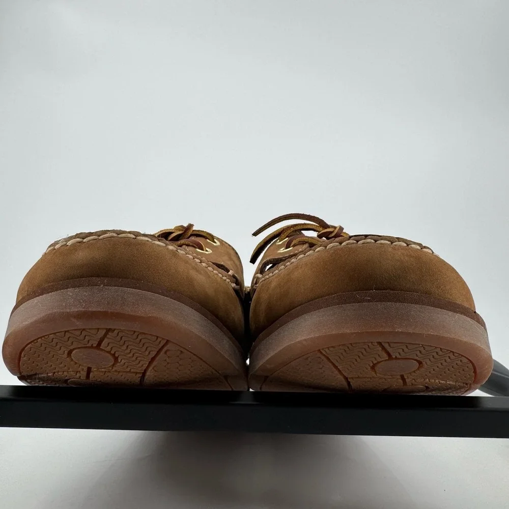 Timberland Boat Shoes Mens 10.5 Brown Leather Moccasin Toe Brown Nubuck 2 Eye
